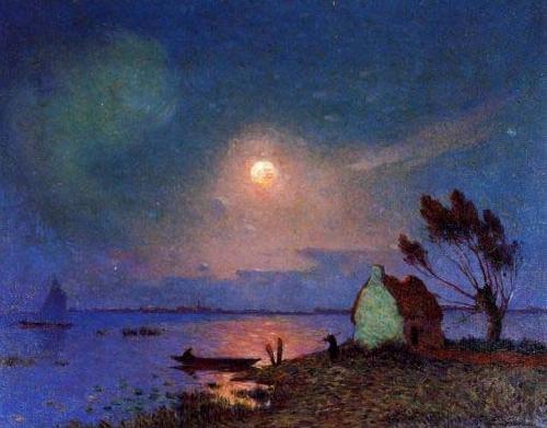 unknow artist Pont-Aven in the Moonlight oil painting picture